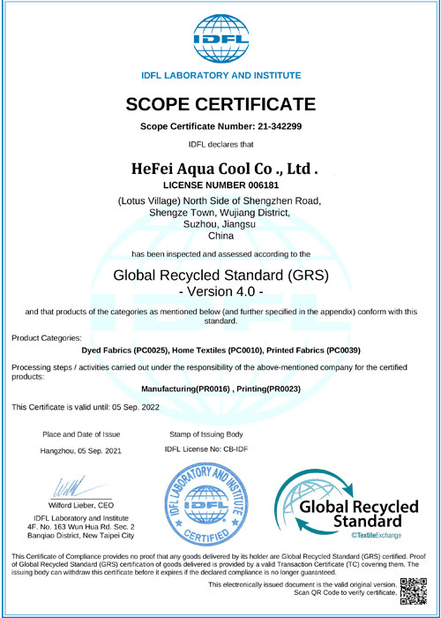 Chine Hefei Aqua Cool Co., Ltd. Certifications